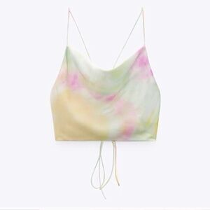 Zara tie dye satin effect top